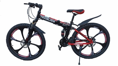 Складной, Горный, Городской Велосипед Trioblade, Black-Red 26, 2021 (3048) на литых дисках
