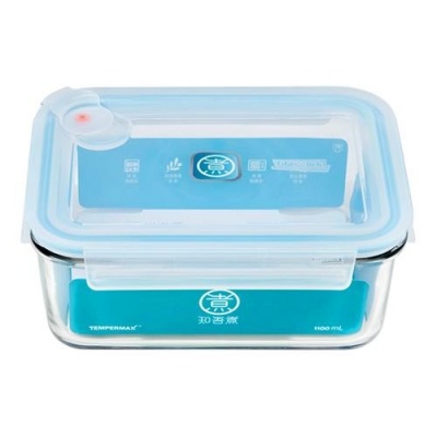 Xiaomi Контейнер для еды Anti-Drop Glass Crisper 1.1 л, голубой/прозрачный