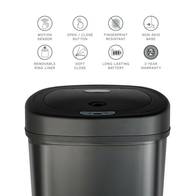 Умный мусорный бак Xiaomi Ninestars Stainless steel Sensor Trash Can 12L Black (DZT-12-5)